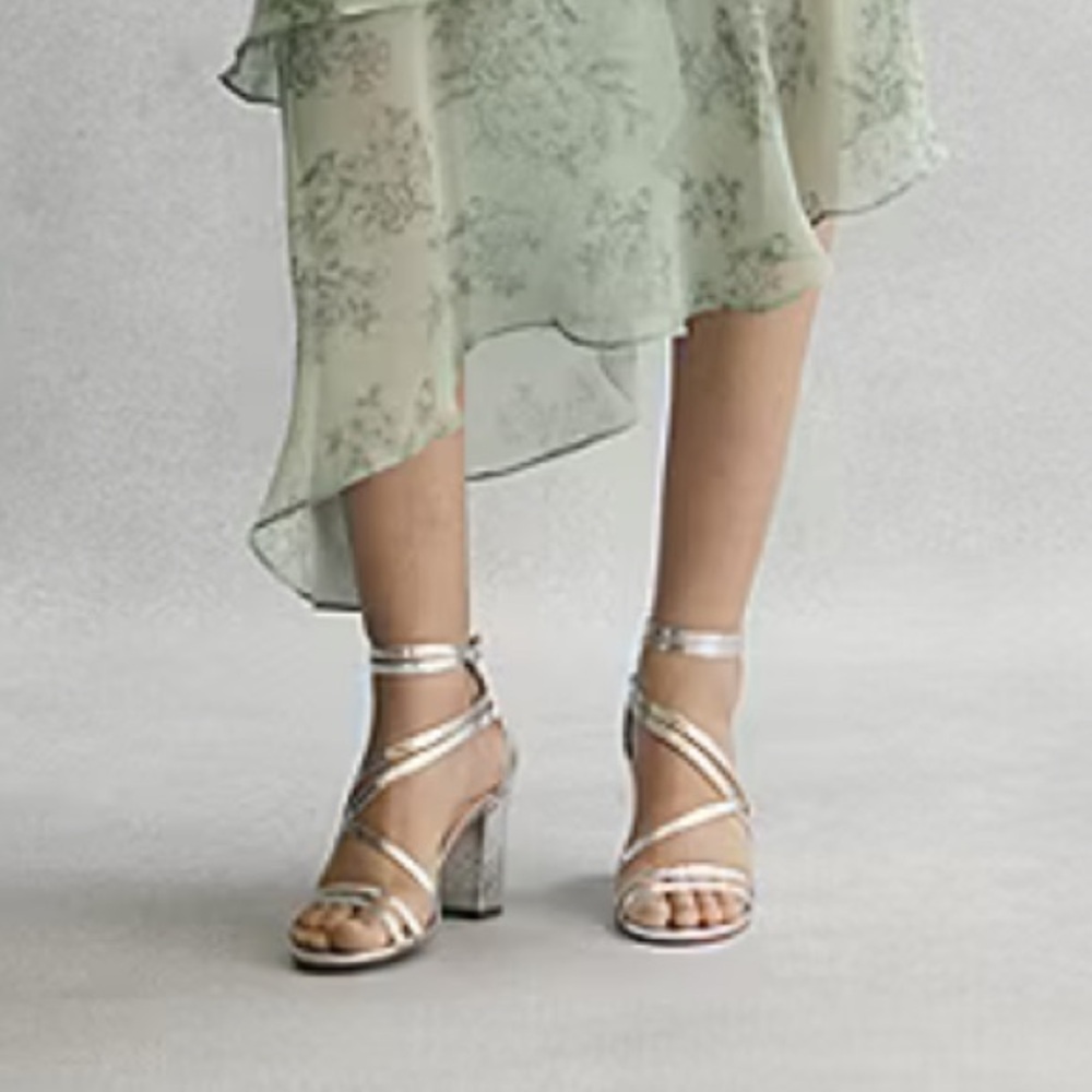 JS Jessica Simpson Womens Hirrine Heeled Sandals in Crackle Silver - Picture 7 of 8